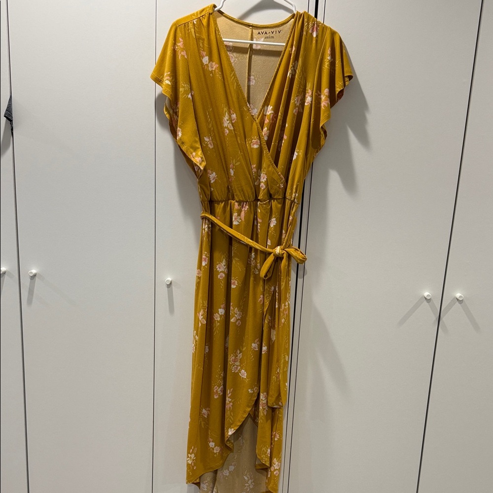 Ava & Viv Yellow Floral High Low Dress